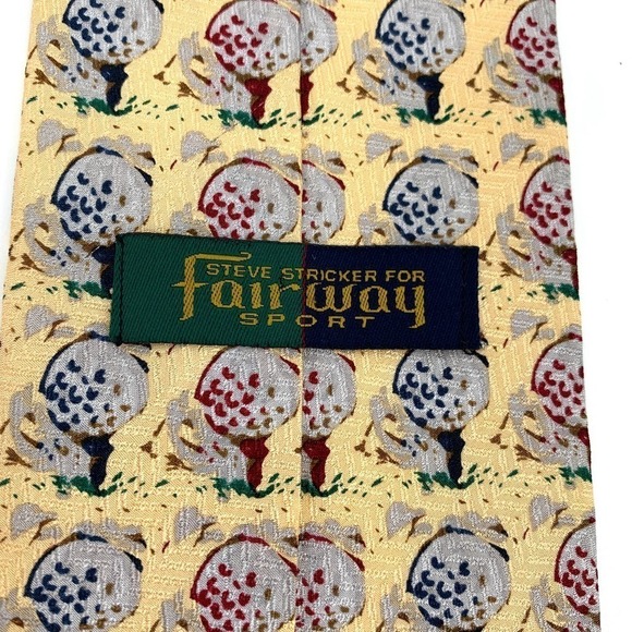 Steve Stricker for Fairway Sport Vintage 100% Silk Tie Golf Balls & Tees - Picture 7 of 9